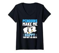 Femme Les Pingouins me rendent Heureuse, tu n'es Pas si drôle T-Shirt avec Col en V