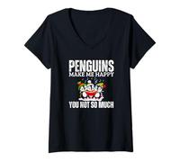 Femme Les Pingouins me rendent Heureuse, tu n'es Pas si drôle T-Shirt avec Col en V