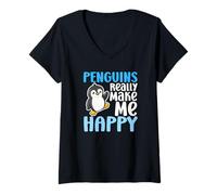 Femme Les Pingouins me rendent Heureuse, tu n'es Pas si drôle T-Shirt avec Col en V