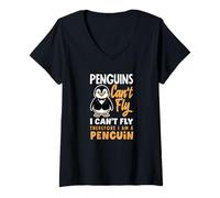 Femme Les Pingouins ne Peuvent Pas Voler Je ne Peux Pas Voler Donc Je suis Un Pingouin T-Shirt avec Col en V