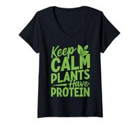 Femme Les Plantes Keep Calm Ont des protéines T-Shirt avec Col en V