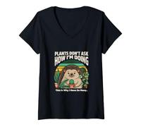 Femme Les Plantes ne me demandent Pas Comment Je Vais Hedgehog T-Shirt avec Col en V