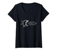 Femme Les Poissons Nager dans l'eau Contre l'électricité. T-Shirt avec Col en V
