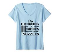 Femme Les Pompiers Ont Les tuyaux Les Plus Longs - Combattre Les incendies Amusants T-Shirt avec Col en V