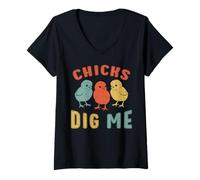Femme Les Poussins du Dimanche de Pâques me Creusent Un garçon T-Shirt avec Col en V