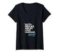 Femme Les réponses automatiques sont Mon langage d'amour - Humour sur Le Lieu de Travail T-Shirt avec Col en V