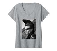 Femme Les Revillos Eugene Reynolds New Wave David Corio T-Shirt avec Col en V