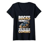 Femme Les rochers tremblent Quand Ils me voient Arriver T-Shirt avec Col en V