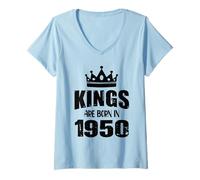 Femme Les rois sont nés en 1950 Anniversaire 1950 Né en 1950 T-Shirt avec Col en V