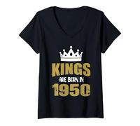 Femme Les rois sont nés en 1950 Anniversaire 1950 Né en 1950 T-Shirt avec Col en V