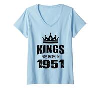 Femme Les rois sont nés en 1951 Anniversaire 1951 Né en 1951 T-Shirt avec Col en V