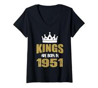 Femme Les rois sont nés en 1951 Anniversaire 1951 Né en 1951 T-Shirt avec Col en V