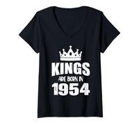 Femme Les rois sont nés en 1954 Anniversaire 1954 Né en 1954 T-Shirt avec Col en V