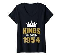 Femme Les rois sont nés en 1954 Anniversaire 1954 Né en 1954 T-Shirt avec Col en V