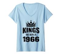 Femme Les rois sont nés en 1966 Anniversaire 1966 Né en 1966 T-Shirt avec Col en V