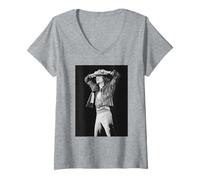 Femme Les Rolling Stones en Concert à Knebworth Mick Jagger 1976 T-Shirt avec Col en V