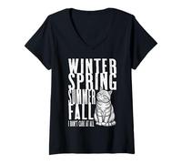 Femme Les Saisons de Funny Bored Cat Lover ne s'intéressent Pas au Sarcasme félin T-Shirt avec Col en V