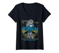 Femme Les Schtroumpfs Film Non Fongible Schtroumpf du Papier au métaverse T-Shirt avec Col en V