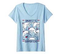 Femme Les Schtroumpfs Movie Smurfette Supporters College Sports T-Shirt avec Col en V