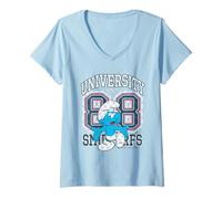 Femme Les Schtroumpfs University College Sports T-Shirt avec Col en V