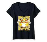Femme Les Simpsons Homer Beer Fear Chill-Out Brewmaster Weekend T-Shirt avec Col en V