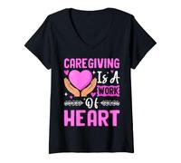 Femme Les Soins sont Une œuvre de cœur T-Shirt avec Col en V