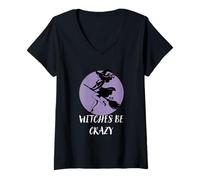 Femme Les sorcières sont des sorcières folles et drôles T-Shirt avec Col en V