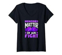 Femme Les Souvenirs comptent pour Que Nous luttons Contre la Sensibilisation à la maladie d'Alzheimer T-Shirt avec Col en V