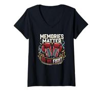 Femme Les Souvenirs comptent pour Que Nous luttons Contre la Sensibilisation à la maladie de Parkinson de Boxe T-Shirt avec Col en V