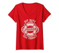 Femme Les Surveillants Mignons Off Duty Vous sauvent en Piscine et Natation T-Shirt avec Col en V