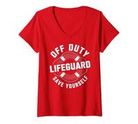 Femme Les surveillants mignons Off Duty vous sauvent la piscine et la police T-Shirt avec Col en V