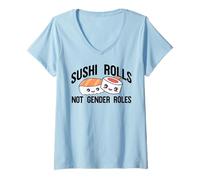 Femme Les Sushi Rolls NE sont Pas des RÔLES DE Genre T-Shirt avec Col en V