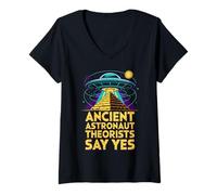 Femme Les théoriciens des Anciens astronautes Disent Oui T-Shirt avec Col en V