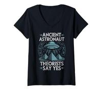 Femme Les théoriciens des Anciens astronautes Disent Oui T-Shirt avec Col en V