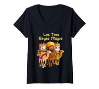 Femme Les Trois Mages, Les Trois Rois, Los Tres Reyes Magos T-Shirt avec Col en V