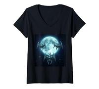 Femme Les vaisseaux spatiaux sous la Lune terrestre Funny Meme T-Shirt avec Col en V