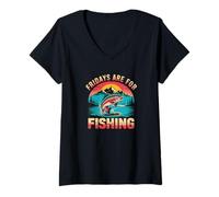 Femme Les vendredis sont pour la pêche | Pêche amusante en plein air T-Shirt avec Col en V