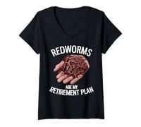 Femme Les vers Rouges sont Mon Plan de Retraite | Funny Worm Farming T-Shirt avec Col en V