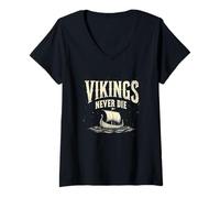 Femme Les Vikings ne meurent jamais T-Shirt avec Col en V