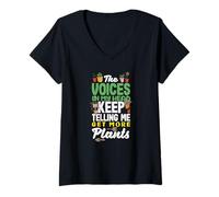 Femme Les Voix dans ma tête n'arrêtent Pas de me dire « achète Plus de Plantes » T-Shirt avec Col en V