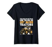 Femme Les voix dans ma tête n'arrêtent pas de me dire « Achetez plus de tracteurs » T-Shirt avec Col en V