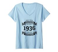 Femme Les Vraies légendes sont nées en 1936. Design Vintage pour T-Shirt avec Col en V
