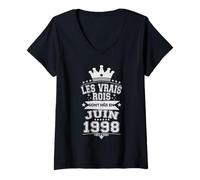 Femme Les Vrais Rois sont Nés en Juin 1998-28 Anniversaire T-Shirt avec Col en V