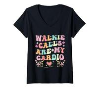 Femme Les Walkie Calls sont Mon école d'enseignement spécialisé en cardiologie T-Shirt avec Col en V