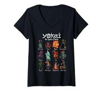 Femme Les Yokai du Japon T-Shirt avec Col en V