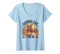 Femme Lesbienne Cowgirl Sounds Gay I'm in T-Shirt avec Col en V
