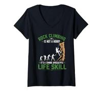 Femme l'escalade n'est Pas Une compétence de Vie d'apocalypse Zombie Passe-Temps T-Shirt avec Col en V