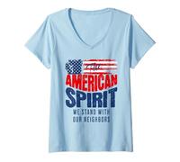 Femme l'esprit américain : Nous, Le Peuple, soutenons la démocratie de nos voisins T-Shirt avec Col en V