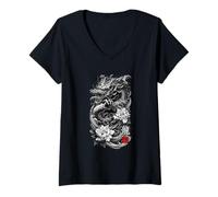 Femme l'esprit du Dragon se réveille T-Shirt avec Col en V