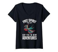 Femme l'esprit Libre Dit Oui à de Nouvelles Aventures T-Shirt avec Col en V